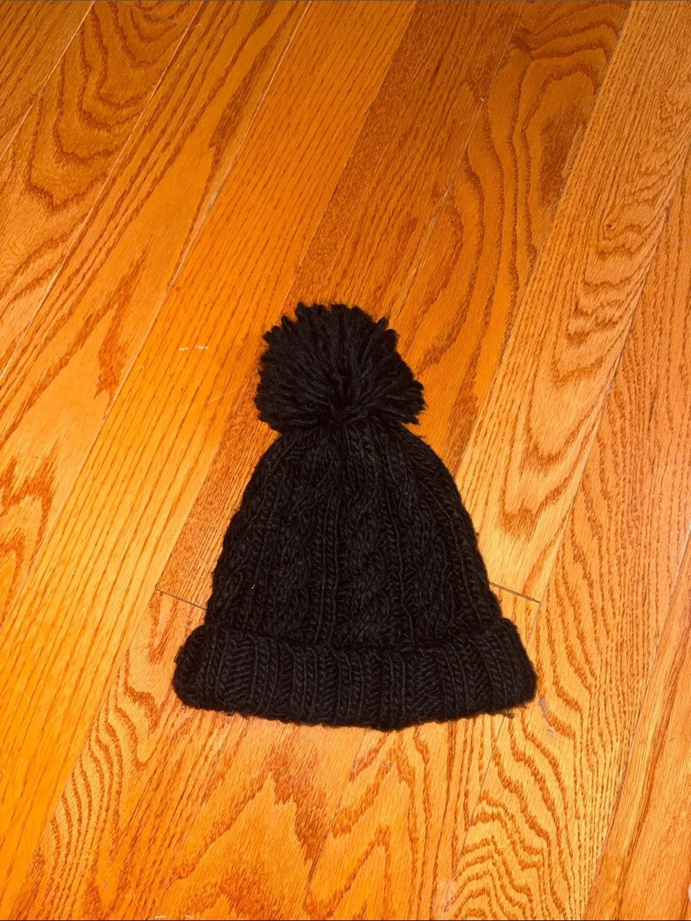 Black Pom-Pom Knit Beanie for Kids - Cozy Winter Hat